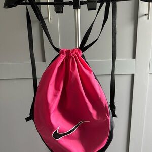 Nike Black and Pink Drawstring Backpack